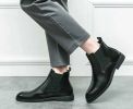 Men's elastic cut Chelsea boots Business dress leather boots men's English high top men's boots