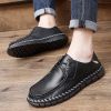 New men's large casual loafers Breathable casual leather non-slip soft sole Dad leather fashion trend men's shoes