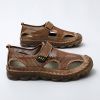 Summer new men's large size leather mesh shoes comfortable breathable sandals Fashion men sandals beach shoes 38-47