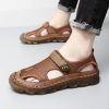 Summer new men's large size leather mesh shoes comfortable breathable sandals Fashion men sandals beach shoes 38-47