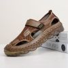 Summer new men's large size leather mesh shoes comfortable breathable sandals Fashion men sandals beach shoes 38-47