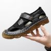 Summer new men's large size leather mesh shoes comfortable breathable sandals Fashion men sandals beach shoes 38-47