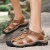 Summer new men's first layer cowhide overhead sandals comfortable outdoor casual men's sandals