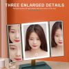 360�� Adjust Foldable Makeup Mirror With LED Light Rechargeable Wireless 1-3X Magnifying 3 Tone Light Desktop Vanity Mirror Table
