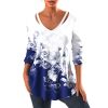 Classic Autumn Blouse Loose Hem Dressing Up Anti Pilling Gradient Print Lady Tunic Blouse