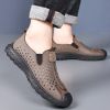 Men's leather hole-out shoes leather sandals comfortable breathable loafers a slip-on loafers
