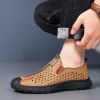 Men's leather hole-out shoes leather sandals comfortable breathable loafers a slip-on loafers