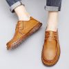 New men's large casual loafers Breathable casual leather non-slip soft sole Dad leather fashion trend men's shoes