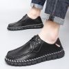 New men's large casual loafers Breathable casual leather non-slip soft sole Dad leather fashion trend men's shoes