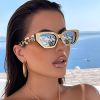 Vintage Cat Eye Sunglasses For Women Small Metal Chain Sunglasses Elegant Eyeglasses Trend Fashion Shades