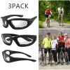 3Pair Motorcycle Riding Glasses Wind Resistant Bike Goggles UV Protection Resistant Padded Comfortable Outdoor Sport Goggles