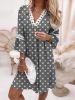 Boho Floral Print Dress; Lace Stitching V Neck Half Sleeve Dress; Women's Clothing