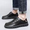 New men's large casual loafers Breathable casual leather non-slip soft sole Dad leather fashion trend men's shoes