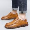 New men's large casual loafers Breathable casual leather non-slip soft sole Dad leather fashion trend men's shoes