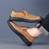 Men's leather hole-out shoes leather sandals comfortable breathable loafers a slip-on loafers