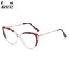 HD anti-blue light glasses frame trendy cat eye metal glasses frame flat mirror