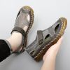Summer new men's large size leather mesh shoes comfortable breathable sandals Fashion men sandals beach shoes 38-47