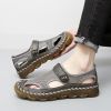 Summer new men's large size leather mesh shoes comfortable breathable sandals Fashion men sandals beach shoes 38-47