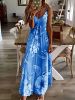 Floral Print Spaghetti Dress; Casual Crew Neck Ankle Cami Dress; Women's Clothing