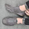 Men's summer new mesh breathable comfortable large size handmade bean shoes slip-on loafers loafers