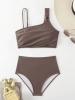 Women's minimalist asymmetrical split style quick drying bikini swimsuit