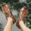 Summer new men's first layer cowhide overhead sandals comfortable outdoor casual men's sandals