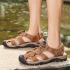 Summer new men's first layer cowhide overhead sandals comfortable outdoor casual men's sandals