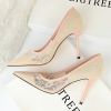 Women Pumps; Sexy heels; women's shoes; stiletto heels; pointed toe heels; mesh cutout lace trims