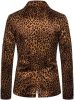 Men's Leopard Print Blazers Fashion Slim Fit Tuxedo Casual One Button Lapel Suit Jackets