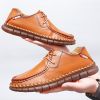 New men's large casual loafers Breathable casual leather non-slip soft sole Dad leather fashion trend men's shoes