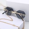 Korean Fashion Sunglasses Women Wholesale Explosive Frameless Framed Chain Sunglasses Trend New