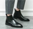 Men's elastic cut Chelsea boots Business dress leather boots men's English high top men's boots