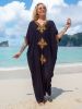 Elegant Embroidered Retro V-neck White Dress; Summer Beach Wear Vacation Dress; Women's Clothing