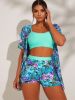 European and American fashion sexy high-end multi-color printed three-piece bikini women's swimsuit