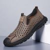 Men's leather hole-out shoes leather sandals comfortable breathable loafers a slip-on loafers