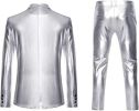 Mens Bright Solid Color Two Piece Sets Single Row Two Buttons Slim Fit Blazers Trousers