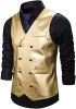 Men's Metal Texture Shiny Vest Fashion Solid Color Double Breasted Vest Nightclub Party Show