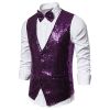 Men's Stage Costumes Small Sequin Suit Vests Purple Waistcoat for Party Disco Club Wedding
