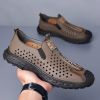 Men's leather hole-out shoes leather sandals comfortable breathable loafers a slip-on loafers