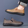 Men's leather hole-out shoes leather sandals comfortable breathable loafers a slip-on loafers