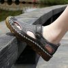 Summer new men's large size leather mesh shoes comfortable breathable sandals Fashion men sandals beach shoes 38-47
