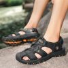 Summer new men's first layer cowhide overhead sandals comfortable outdoor casual men's sandals