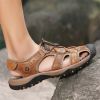 Summer new men's first layer cowhide overhead sandals comfortable outdoor casual men's sandals