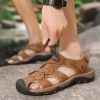 Summer new men's first layer cowhide overhead sandals comfortable outdoor casual men's sandals