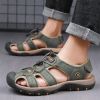 Summer new men's first layer cowhide overhead sandals comfortable outdoor casual men's sandals