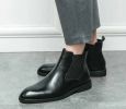 Men's elastic cut Chelsea boots Business dress leather boots men's English high top men's boots