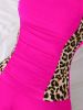 Women's two-piece leopard print side quick drying camisole swimsuit