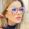 Fashion cat eye TR anti-blue light glasses trend stitching color glasses frame simple and comfortable flat mirror