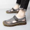 Summer new men's large size leather mesh shoes comfortable breathable sandals Fashion men sandals beach shoes 38-47