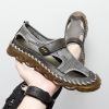 Summer new men's large size leather mesh shoes comfortable breathable sandals Fashion men sandals beach shoes 38-47